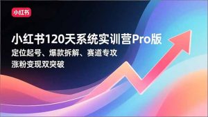 小红书120天系统实训营Pro版，定位起号、爆款拆解、赛道专攻，实现涨粉变现双突破-网创项目