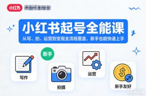 小红书起号全能课，从写、拍、运营到变现全流程覆盖，新手也能快速上手-网创项目