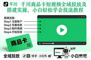 千川商品卡短视频全域投放及搭建实操,小白轻松学会投流教程-网创项目