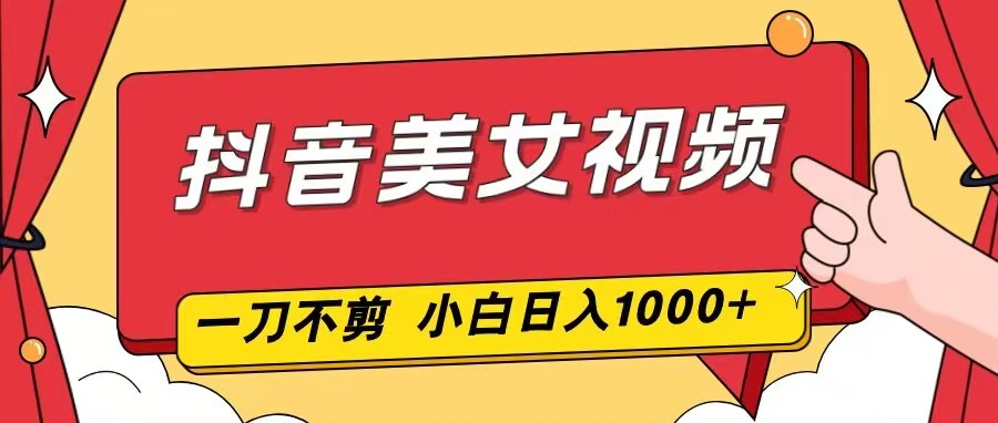 抖音美女视频，一刀不剪，两分钟一条视频，小白轻松上手，日入1000-网创项目