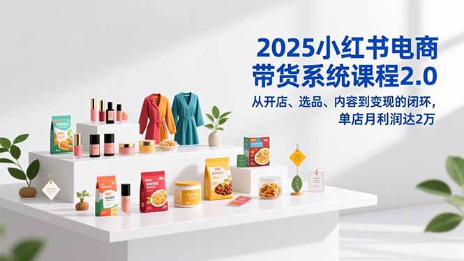2025小红书电商带货系统课程2.0，从开店、选品、内容到变现的闭环，单店月利润达2万-网创项目