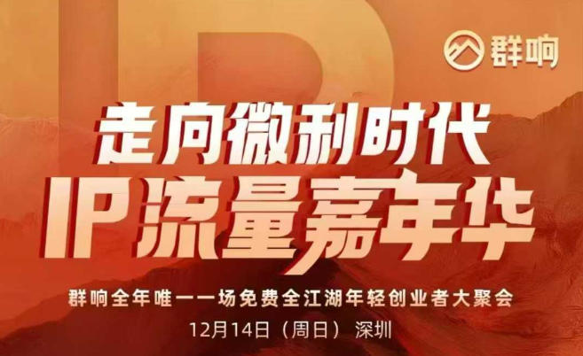2025ip嘉年华万人12月14深圳线下课，走向微利时代，IP流量嘉年华，实操性极强的商业干货课-网创项目