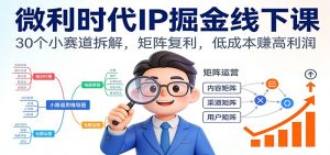 微利时代IP掘金线下课：30个小赛道拆解，矩阵复利，低成本赚高利润-网创项目
