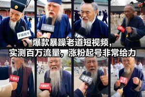 爆款暴躁老道短视频，实测百万流量，涨粉起号非常给力-网创项目