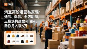 淘宝高阶运营私家课:选品、爆款、全店动销,三模块构建盈利闭环,助你月入破5万(更新12月-网创项目