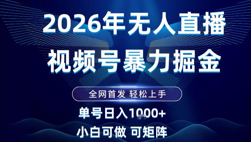 2026最新视频号无人直播掘金，全网首发，小白可以玩，长期稳定日入1k+【揭秘】-网创项目