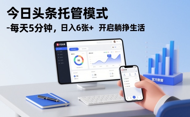 今日头条托管模式，每天5分钟，日入6张+，开启躺挣生活【揭秘】-网创项目