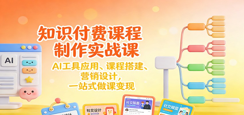 知识付费课程制作实战课：AI工具应用 、课程搭建、营销设计，一站式做课变现-网创项目