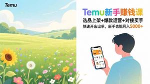 Temu新手赚钱课，选品上架+爆款运营+对接买手，快速开店出单，新手也能月入5000+-网创项目