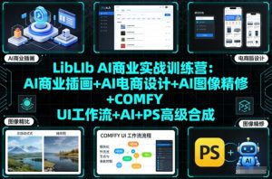 LibLIb AI商业实战训练营：AI商业插画+AI电商设计+AI图像精修+COMFY UI工作流+AI+PS高级合成-网创项目