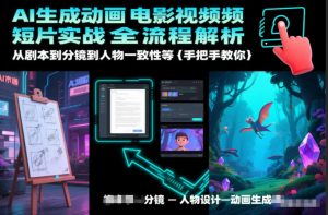 AI生成动画电影视频短片实战全流程解析，从剧本到分镜到人物一致性等手把手教你-网创项目