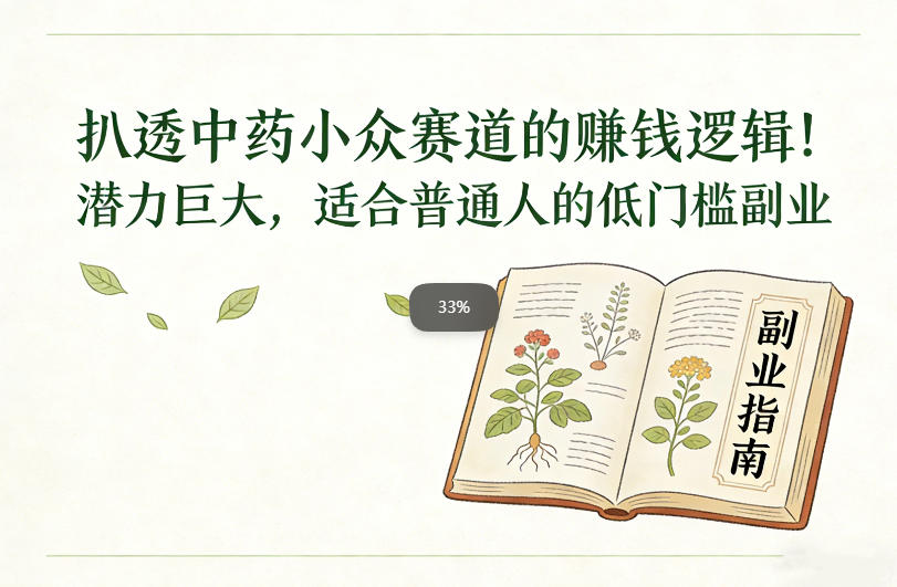 扒透中药小众赛道的賺米逻辑，潜力巨大，适合普通人的低门槛副业-网创项目