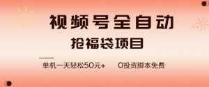 视频号全自动抢福袋，一天单机轻松50+，零成本脚本代替人工去跑【揭秘】-网创项目