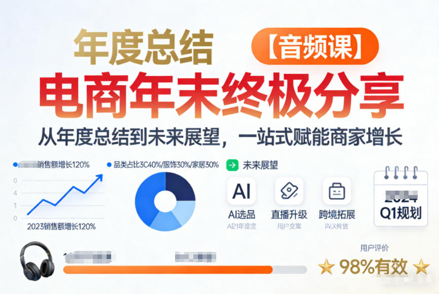 电商年未终极分享，从年度总结到未来展望，一站式赋能商家增长【音频课】-网创项目