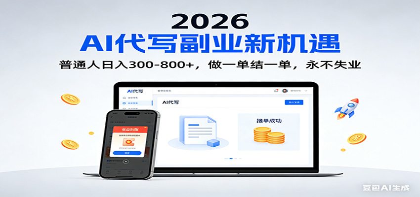 2026 副业首选！AI 代写日入 300-800，普通人0门槛，做一单结一单！-网创项目