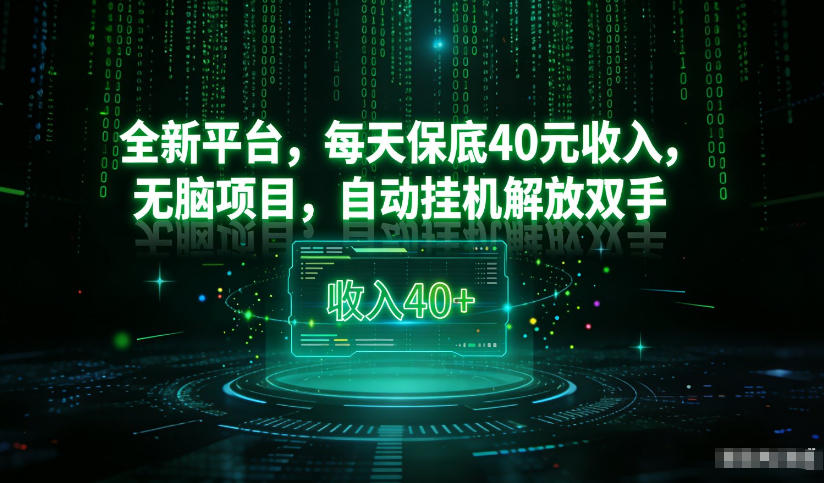 最新看广平台，每天保底30-4米，无脑项目，自动挂G解放双手【揭秘】-网创项目