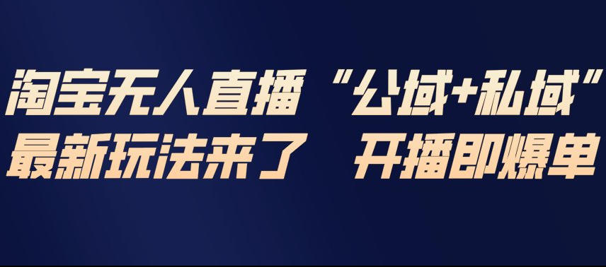 淘宝无人直播完整教程，公试+私域，最新玩法来了，开播即爆单-网创项目