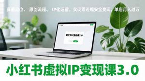 小红书虚拟IP变现课3.0,赛道定位、原创流程、IP化运营,实现零违规安全变现,单店月入过万-网创项目