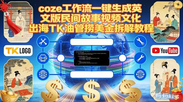 Coze扣子工作流一键生成英文版民间故事视频，文化出海TK油管捞美金拆解教程-网创项目