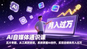 AI自媒体通识课，五大专题、从工具到变现，系统掌握AI创作，实现自媒体月入过万-网创项目