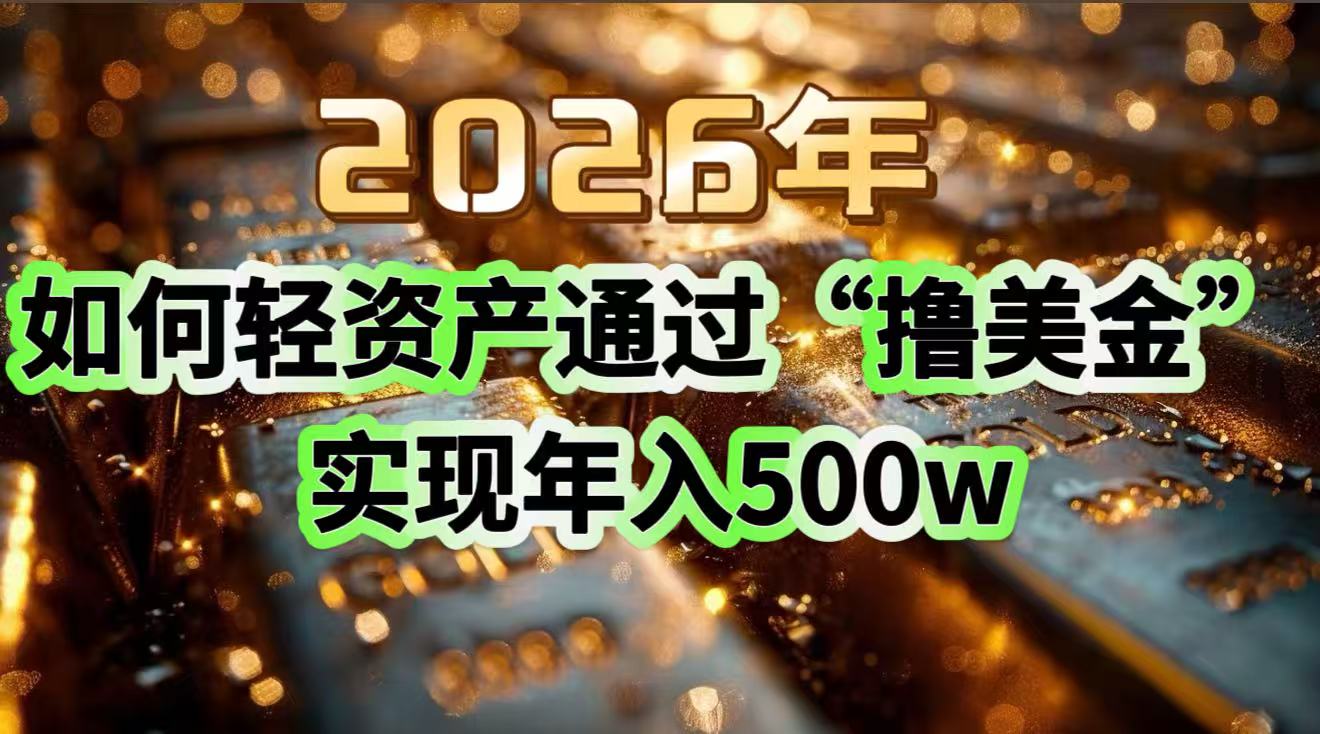 2026年如何轻资产通过“撸美金”实现年入500w-网创项目