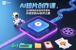 AI短片创作课,从0基础到实战项目落地,开启你的AI创作之路-网创项目