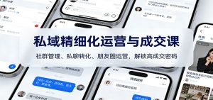 私域精细化运营与成交课:社群管理、私聊转化、朋友圈运营,解锁高成交密码-网创项目