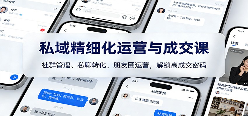 私域精细化运营与成交课：社群管理、私聊转化、朋友圈运营，解锁高成交密码-网创项目