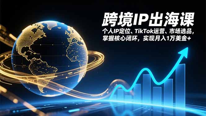 跨境IP出海课，个人IP定位、TikTok运营、市场选品，掌握核心闭环，实现月入1万美金+-网创项目