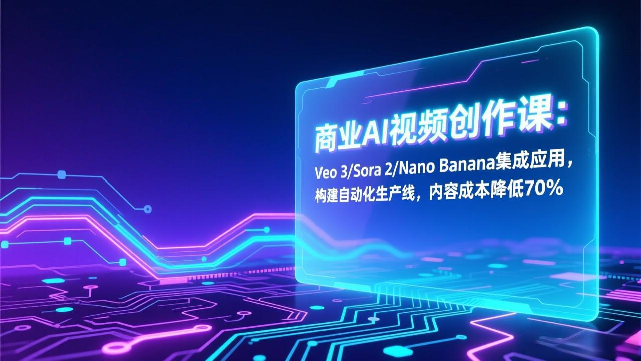 商业AI视频创作课：Veo 3/Sora 2/Nano Banana集成应用，构建自动化生产线，内容成本降低70%-网创项目