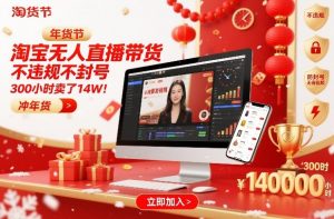 淘宝无人直播带货，不违规不封号，不需要发视频，300小时卖了14W！冲年货节【揭秘】-网创项目