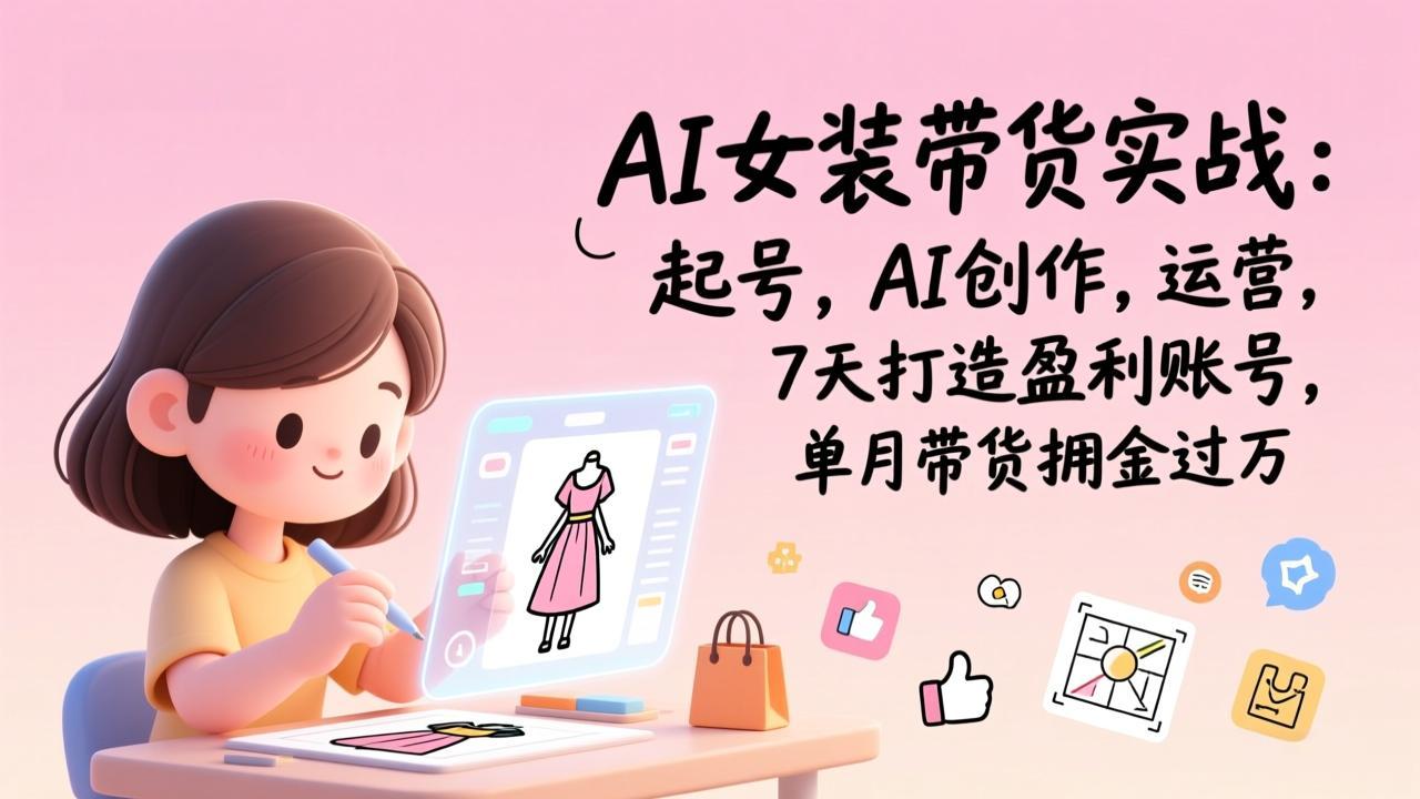 AI女装带货实战：起号，AI创作，运营，7天打造盈利账号，单月带货佣金过万-网创项目