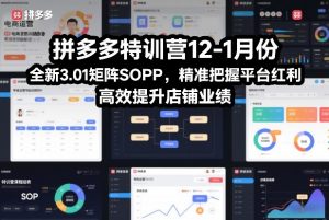 拼多多特训营12-1月份，全新3.01矩阵Sop，精准把握平台红利，高效提升店铺业绩-网创项目