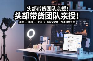 头部带货团队亲授！专业短视频实拍带货课：桌拍+涨粉+投流+选品全攻略，快速出单变现，月入2w+-网创项目