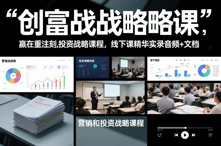 创富战略课，赢在重注时刻，营销和投资战略课程，线下课精华实录音频+文档-网创项目