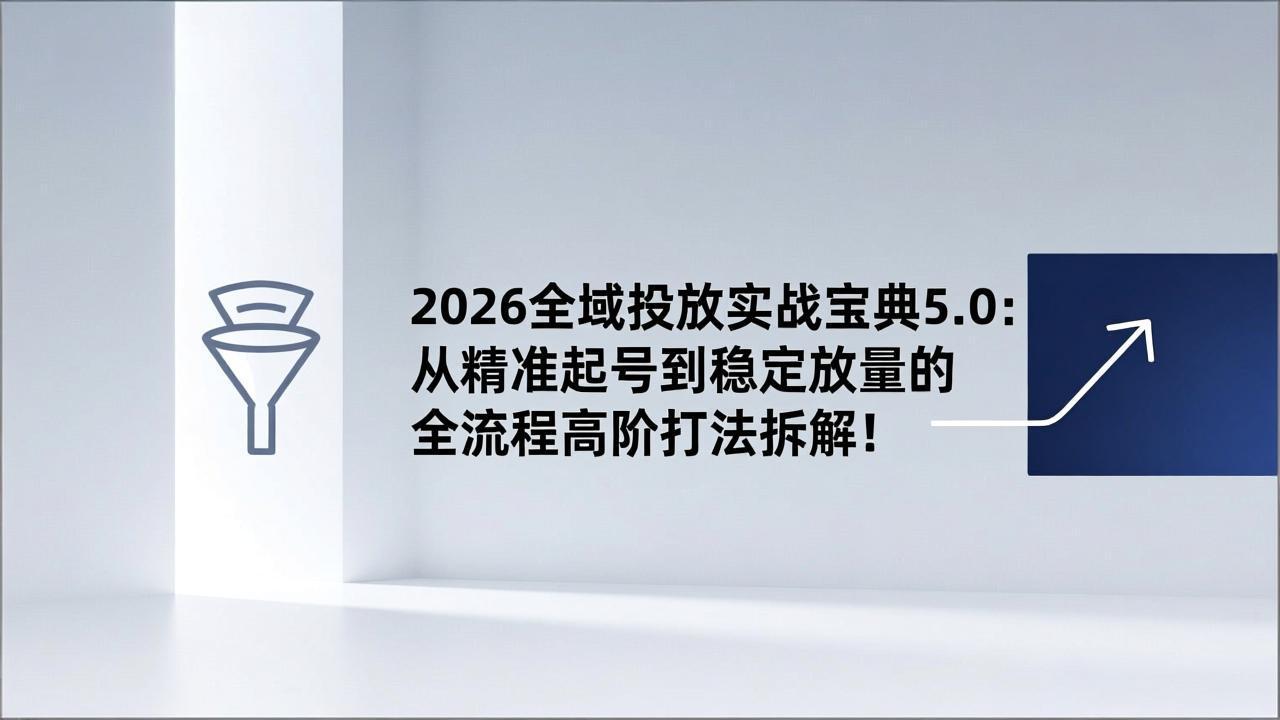 2026全域投放实战宝典5.0：从精准起号到稳定放量的全流程高阶打法拆解！-网创项目