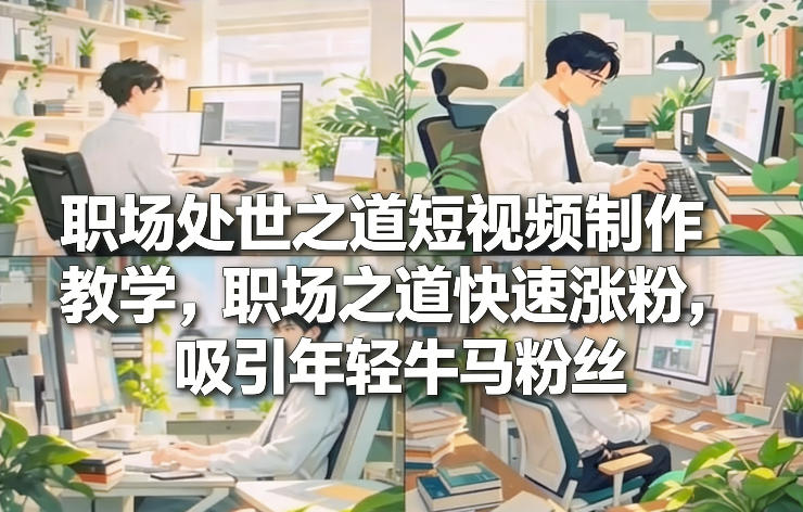 职场处世之道短视频制作教学，职场之道快速涨粉，吸引年轻牛马粉丝-网创项目