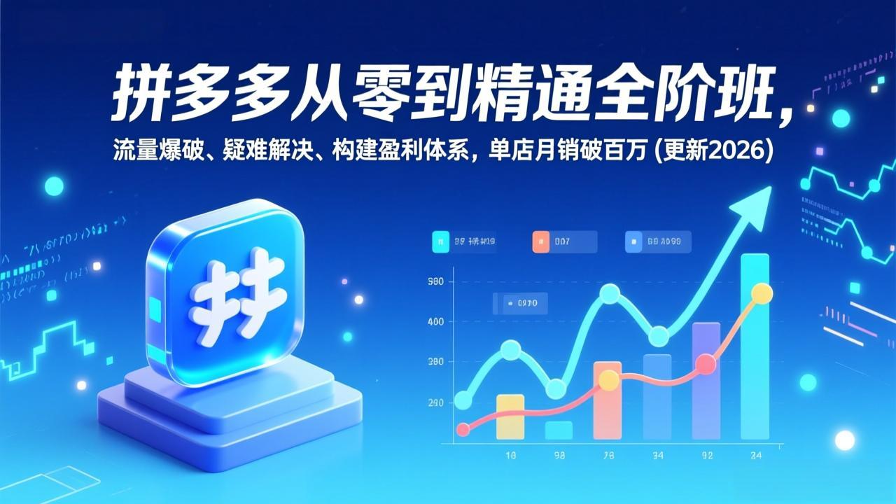 拼多多从零到精通全阶班，流量爆破、疑难解决，构建盈利体系，单店月销破百万(更新2026-网创项目