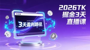 2026TK掘金直播课，起号涨粉+直播带货+商单变现+3天打通盈利路径，月入过万美金-网创项目