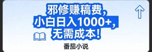 番茄小说赚稿费邪修玩法无需成本，日入1000+，超级简单！-网创项目