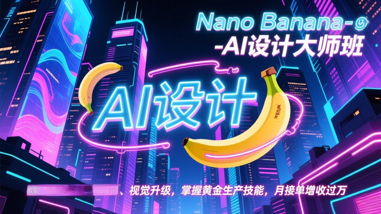 Nano Banana-AI设计大师班，修图合成、广告创作、视觉升级，掌握黄金生产技能，月接单增收过万-网创项目
