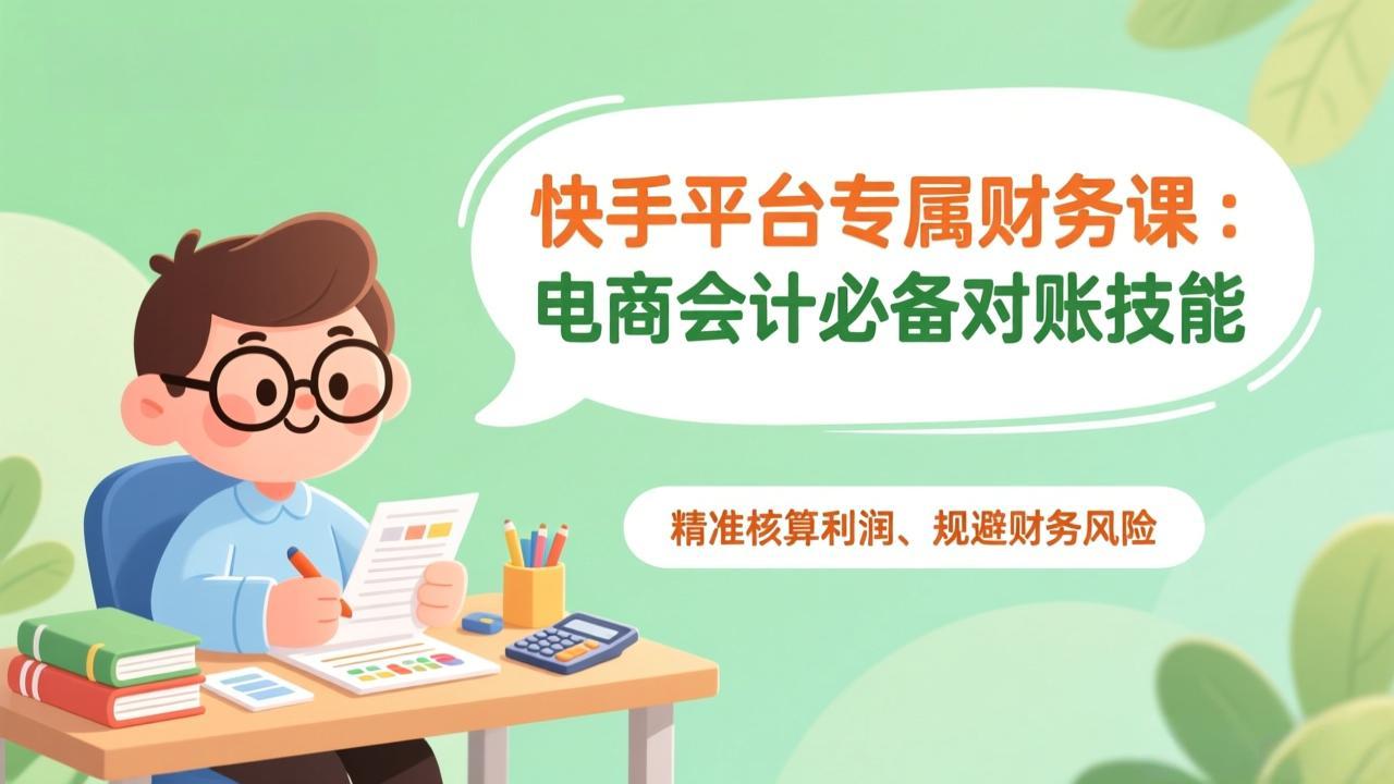 快手平台专属财务课：电商会计必备对账技能，精准核算利润、规避财务风险-网创项目