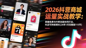 2026抖音商城运营实战教学：掌握免费与付费流量协同打法，抖店可持续增长(26年1月完整版115节-网创项目