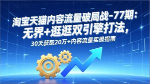 淘宝天猫内容流量破局战-77期：无界+逛逛双引擎打法，30天获取20万+内容流量实操指南-网创项目