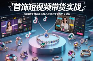 首饰短视频带货实战,从0到1带你跑通抖音小店和图文带货的全流程-网创项目