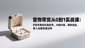 首饰带货从0到1实战课：手把手教你抖音起号、AI做内容、爆款选品，新人也能快速出单-网创项目