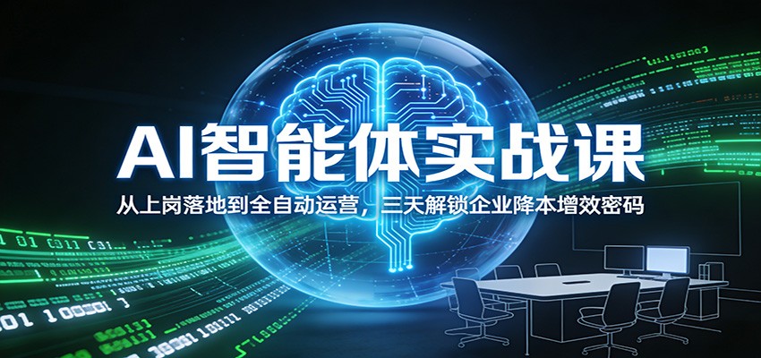 AI智能体实战课：从上岗落地到全自动运营，三天解锁企业降本增效密码-网创项目