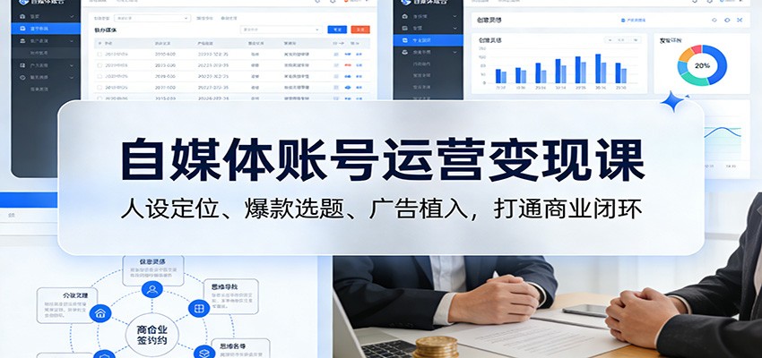 自媒体账号运营变现课：人设定位、爆款选题、广告植入，打通商业闭环-网创项目
