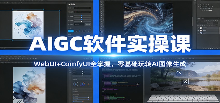 AIGC软件实操课：WebUI+ComfyUI全掌握，零基础玩转AI图像生成-网创项目