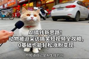AI搞钱新思路!动物被迫采访搞笑短视频全攻略,0基础也能轻松涨粉变现-网创项目